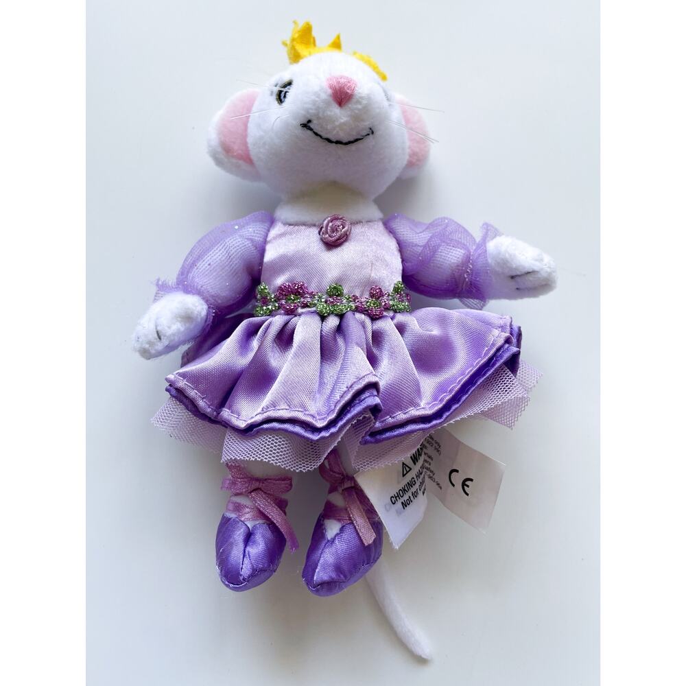 Vintage 2005 Angelina Ballerina Plush Mouse Purple Dress 6"